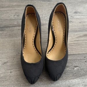Coach 'Caya' Classic Black Signature Logo Black Pump Heels Women's Size 5B